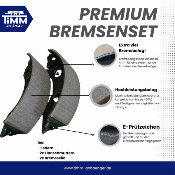 Premium Bremsbackenset  200x50mm kompatibel Alko