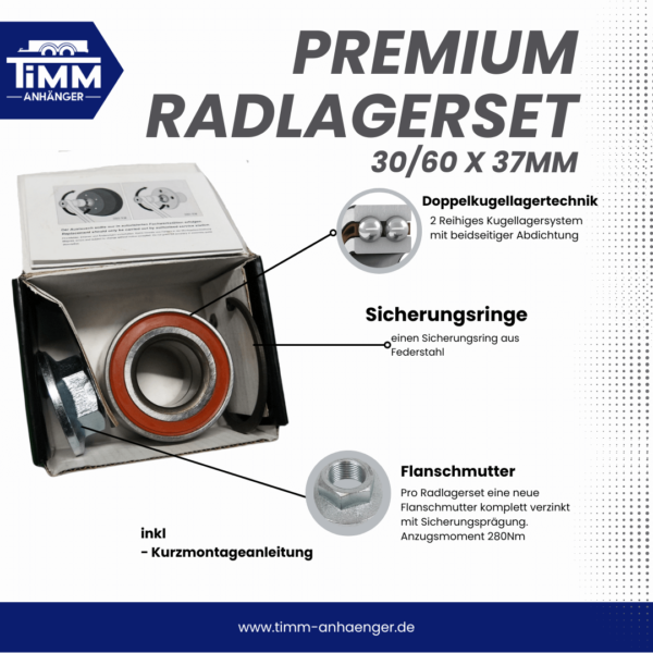 Kompaktlagersatz Ø 30/60 x 37 mm für Radbremse AL-KO 1637