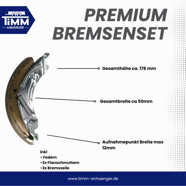 Premium Bremsbackenset  200x50mm kompatibel Knott – Bild 2