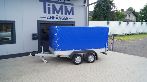 Tieflader 305x153cm 2000kg Hochplane Blau Rampen 100kmh