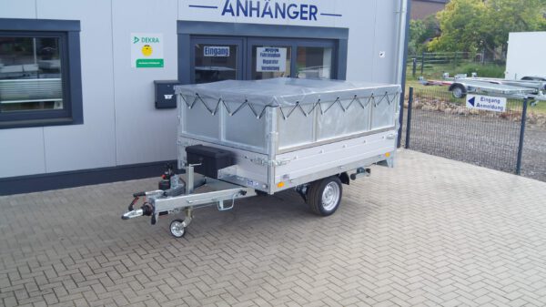 Heckkipper 256 150 1500kg Stahlaufsatzwände Flachplane